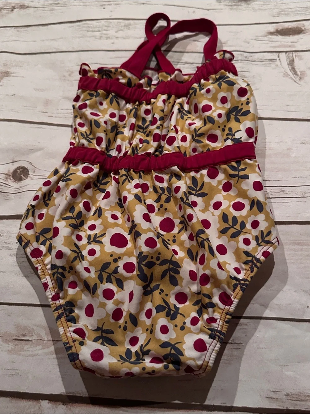 Hanna Andersson floral swimsuit fair pilling size 80